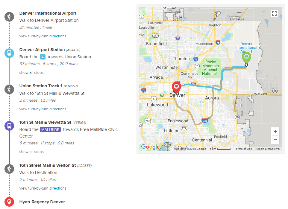 RTD Directions - Airport to Hyatt Regency